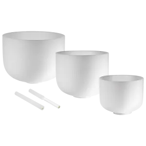 432 Hz Crystal Singing Bowls 8” F4, 10” D4, 12” C4 - Pure Harmony Set