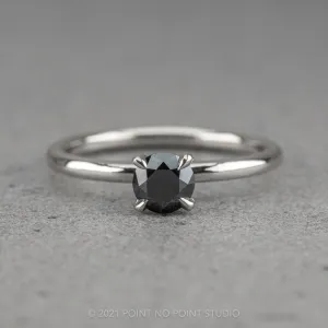 .50 Carat Round Brilliant Cut Black Diamond Engagement Ring, Tulip Jane Setting, 14k White Gold