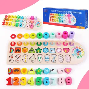 6-in-1 Logarithmic Educational Toy | Eco Wooden Toy | Montessori Busy Board | 36m 