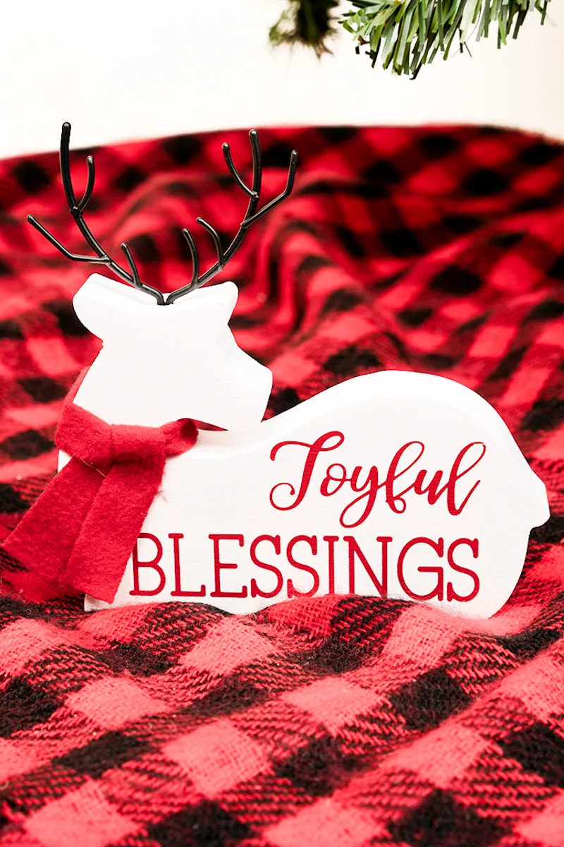 6 x 6 'Joyful Blessings' Christmas Tabletop Deer