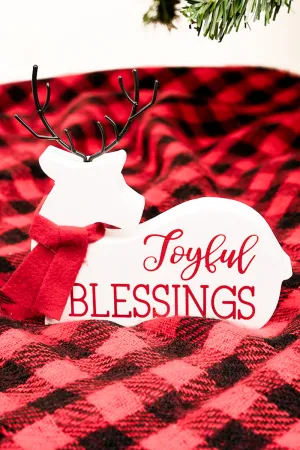 6 x 6 'Joyful Blessings' Christmas Tabletop Deer