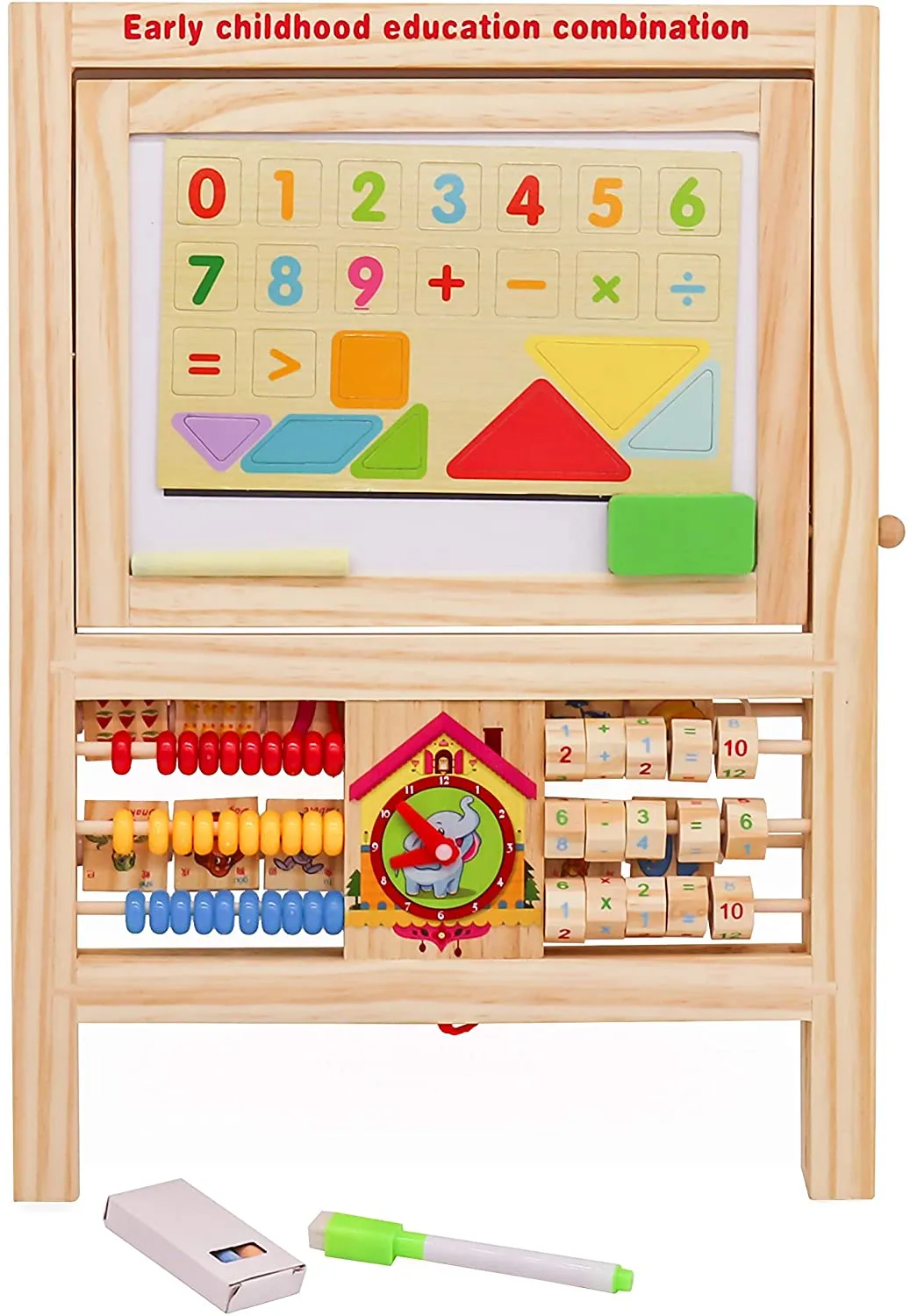 7-in-1 Children's Easel & Educational Toy |  Children's Multi-Activity Wooden Toy