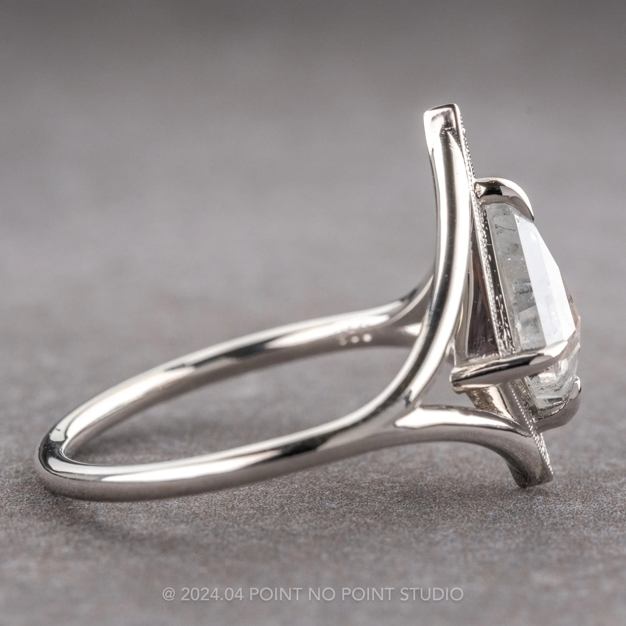 .78 Carat Salt and Pepper Kite Diamond Engagement Ring, Arwen Setting, Platinum