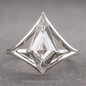 .78 Carat Salt and Pepper Kite Diamond Engagement Ring, Arwen Setting, Platinum