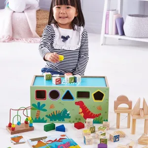 8-in-1 Educational Wooden Dinosaur Toy |  Multi Activity Toy | Shape Sorter | Alphabet Blocks | Personalisation Option