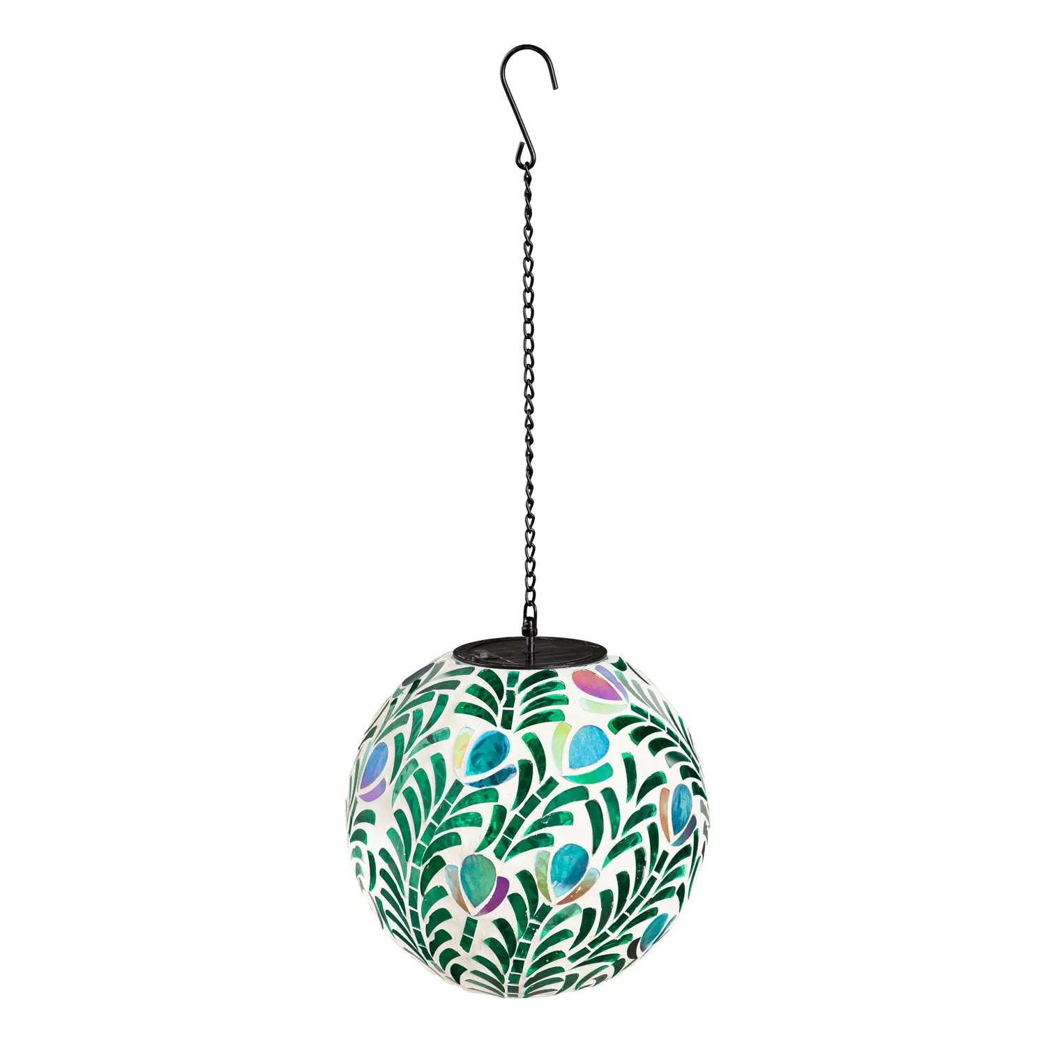 8" Solar Hanging Mosaic Gazing Ball, Peacock,2sp7201