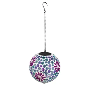 8" Solar Hanging Mosaic Gazing Ball, Pink Daisies,2sp7204