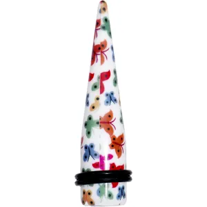 9/16 Multi Color Butterfly Acrylic Ear Taper