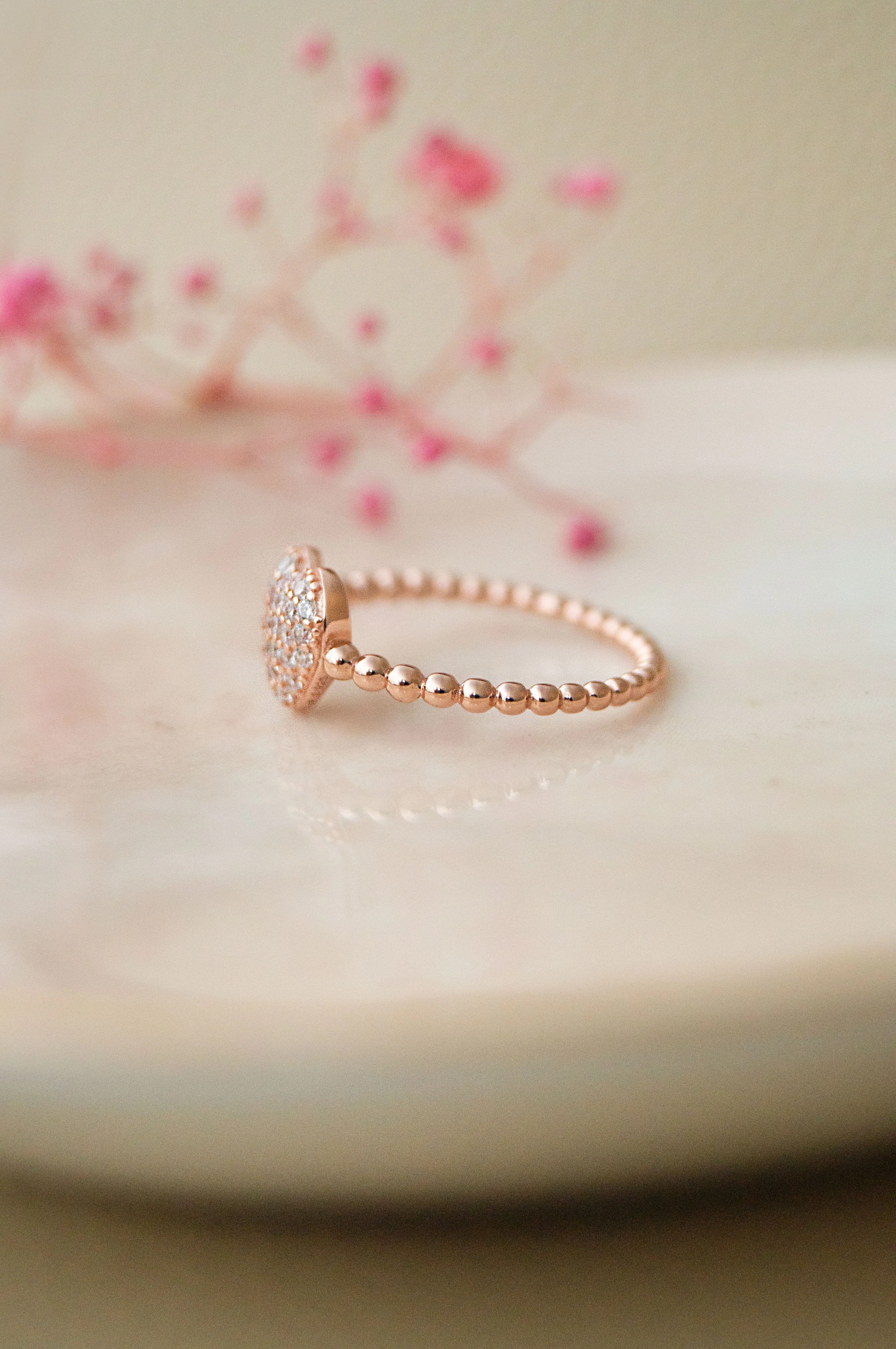 Adorable Cluster Heart Rose Gold Plated Sterling Silver Ring