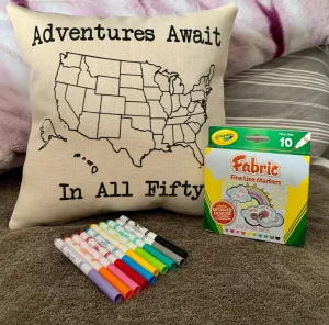 Adventures Await USA Map Travel pillow cover