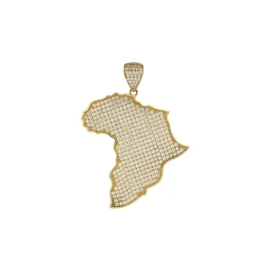 Africa Map Iced-Out Pendant (14K)