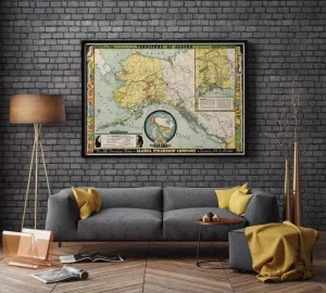 Alaska Travel Routes Map 1936| Alaska Old Map