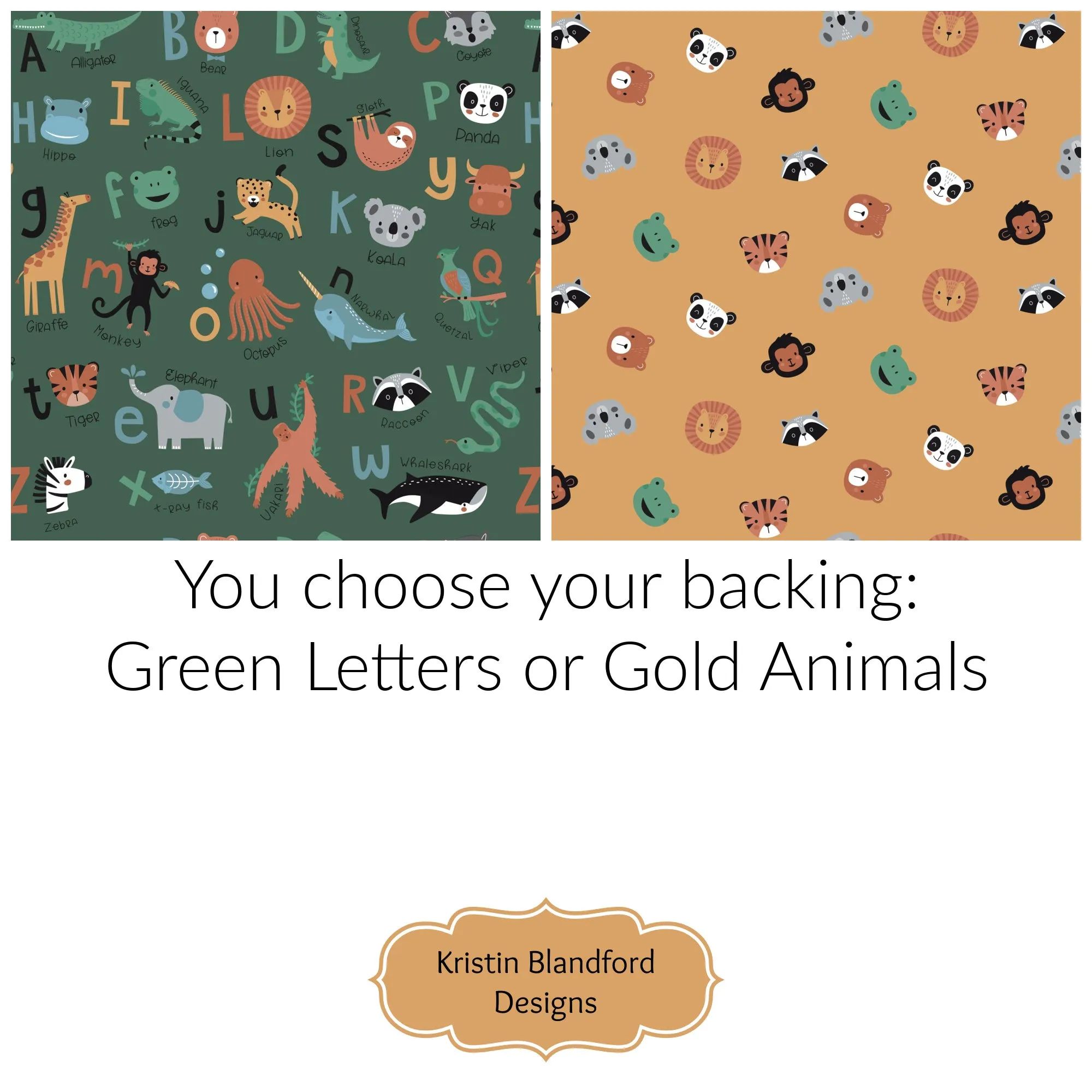 Alphabet Zoo Quilt Kit, ABCs Baby Newborn Boy or Girl Animals Letters Sewing Project Includes Panel Top Backing Binding Quick Easy Animals