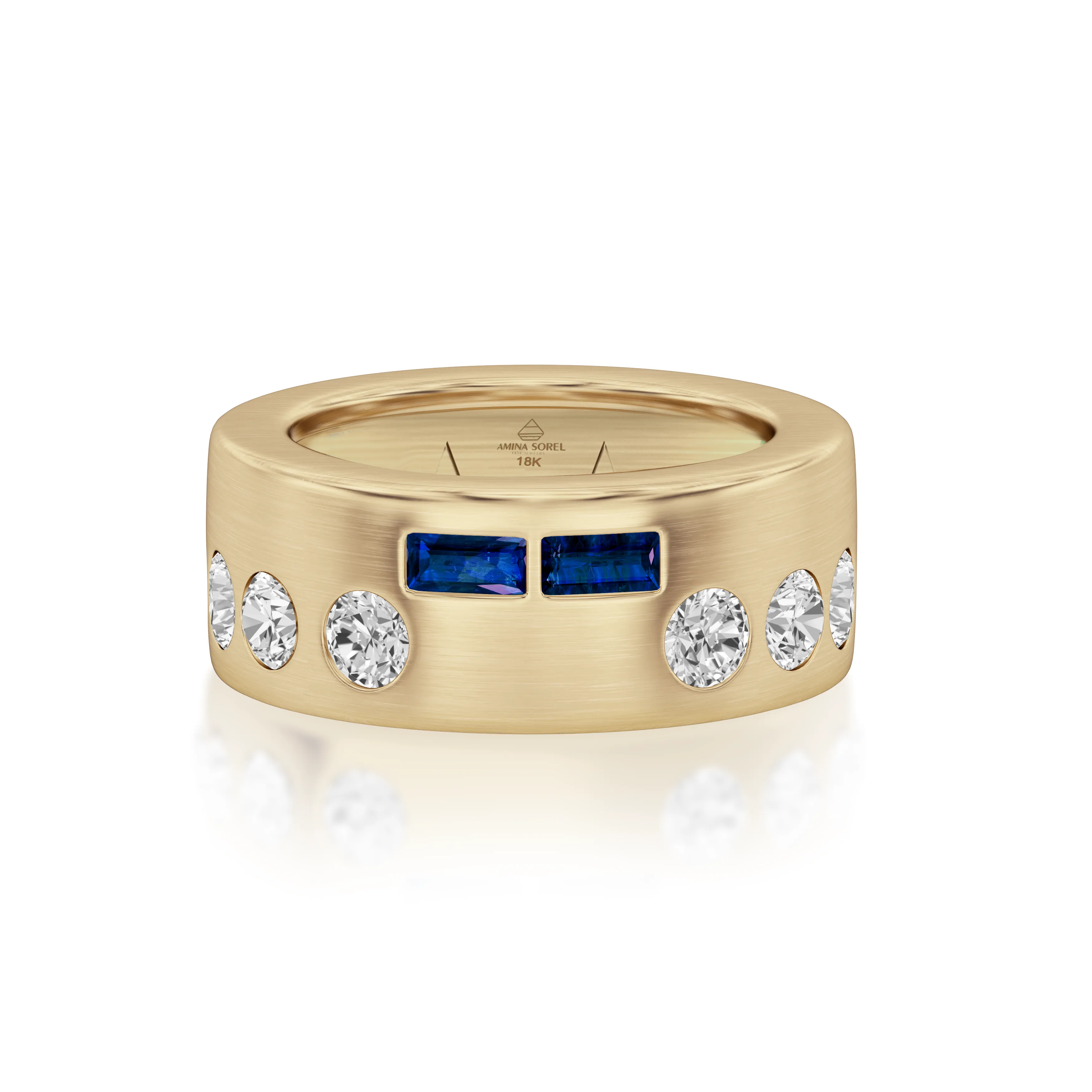 Amina Sorel 18kt Gold London Blue Sapphire and Diamond 'Morse Code' Ring