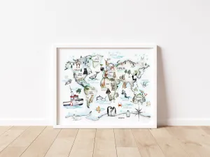 Animal World Map - Custom Name Print