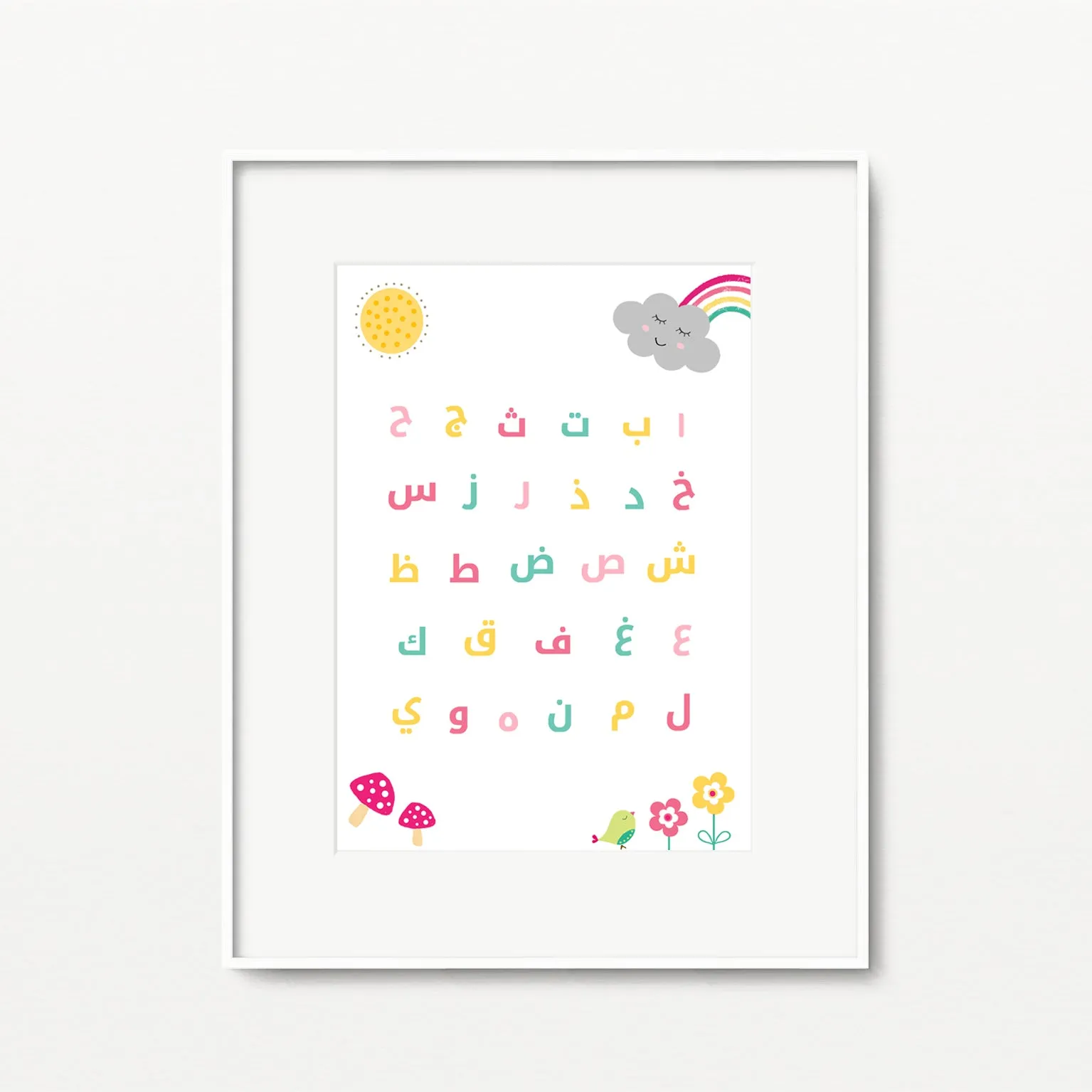 Arabic Alphabet A4 Print - Pink - PT 20