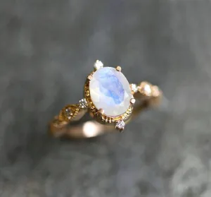 Arya Blue Oval Moonstone Ring