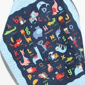 Baby Quilt, Noahs Ark Christening Baby Gift Baby Blankets Crib Quilt Newborn Alphabet Nursery Bedding Boy Navy Blue Personalized Name