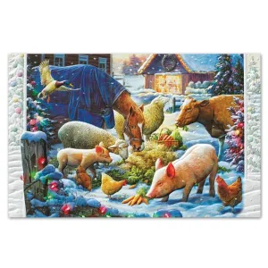 Barnyard Holiday Dinner Embossed Christmas Cards
