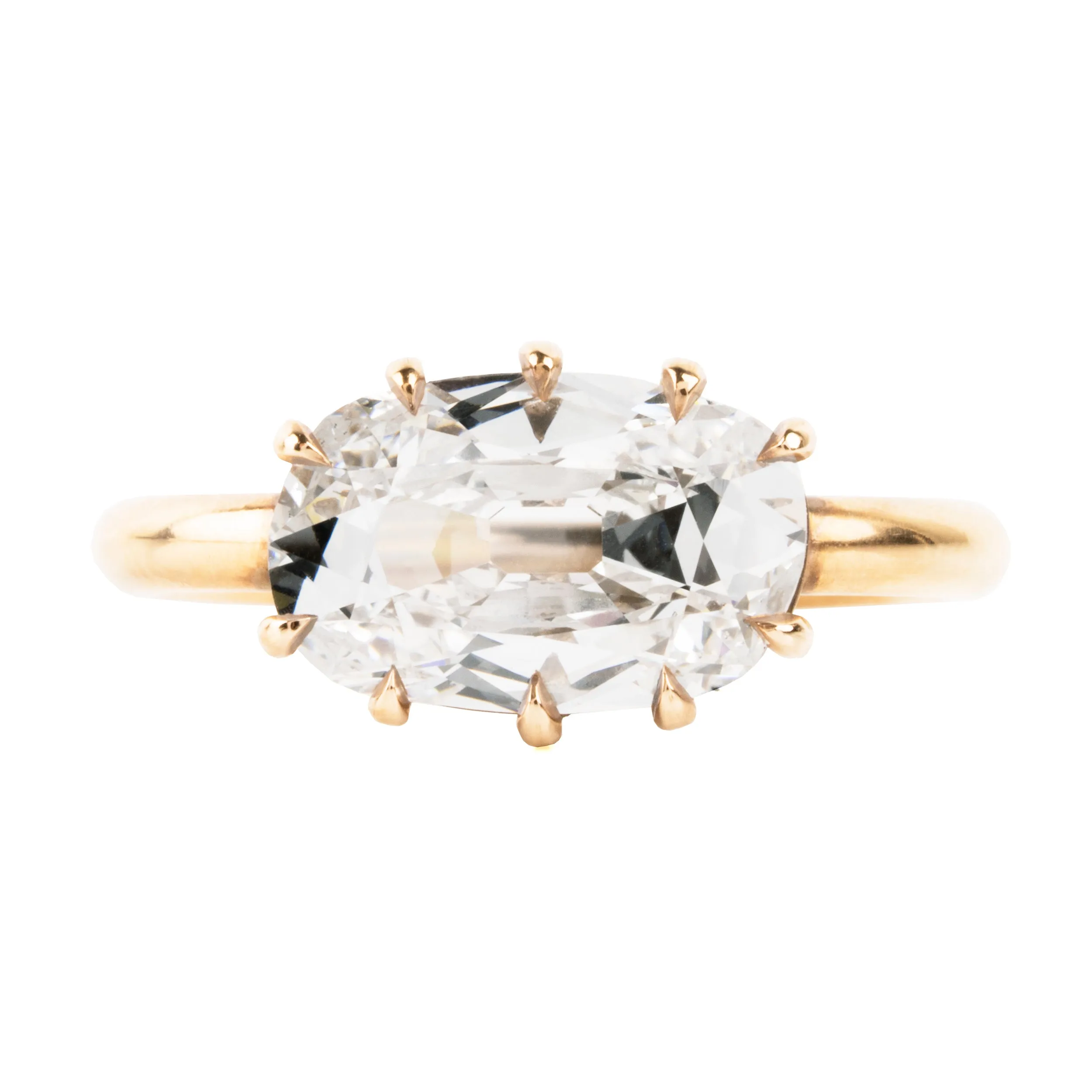 Bell & Bird Three Carat Elongated Old Mine Cut Ring