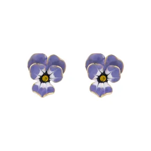 Blue & Cubic Zirconia Flower Stud Earrings