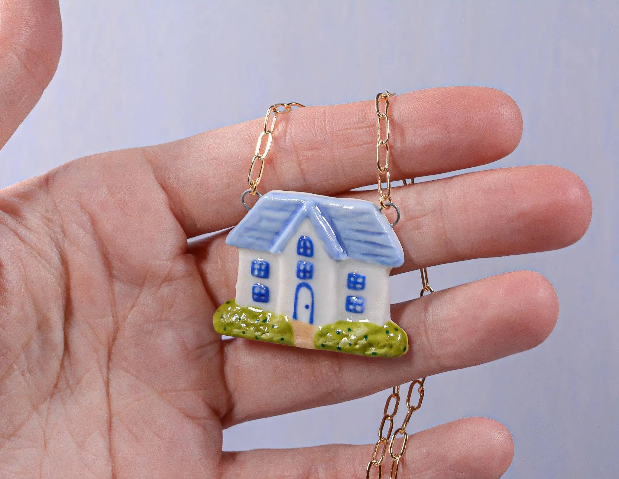 Blue House Necklace