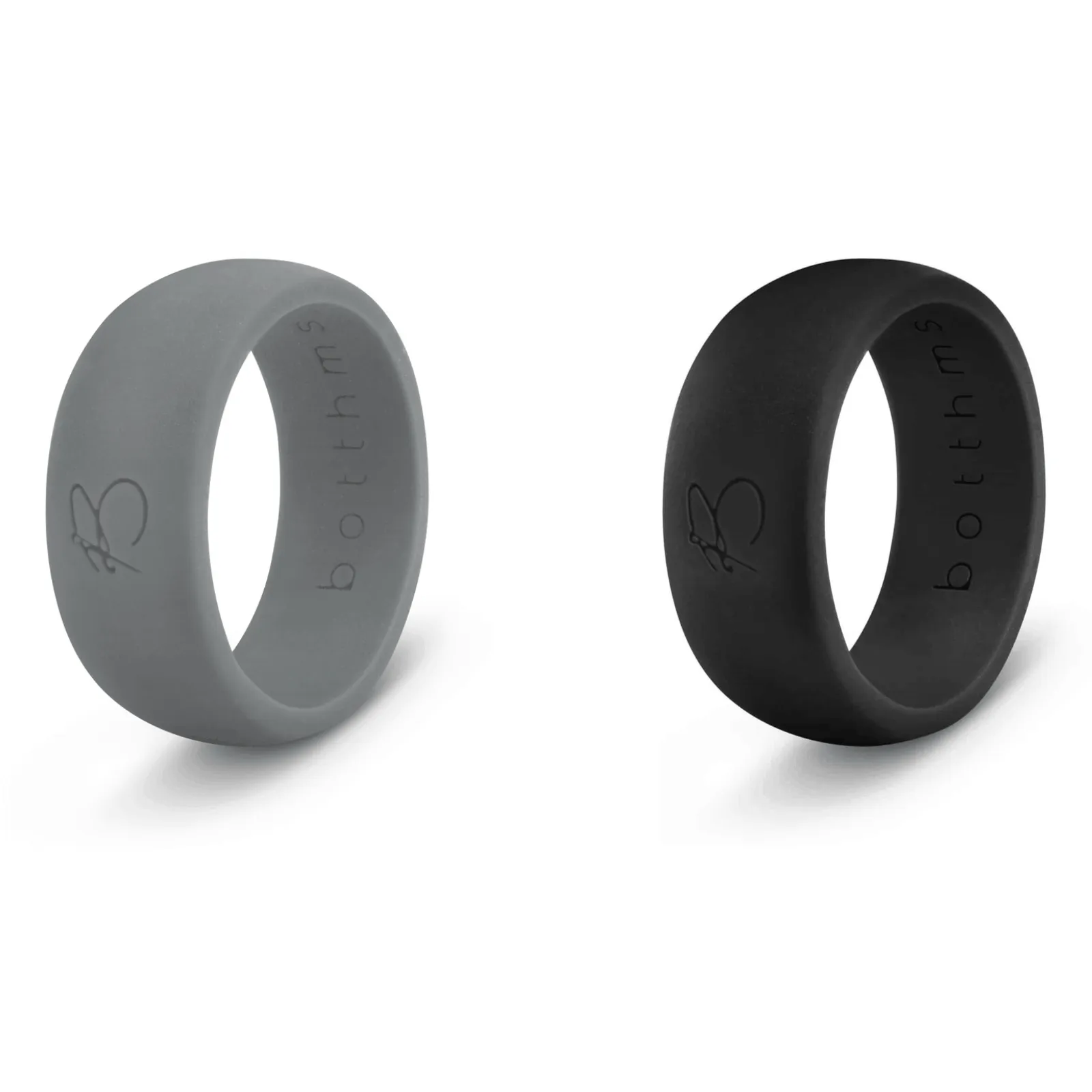 botthms Double Set  - Black/Charcoal Silicon Ring