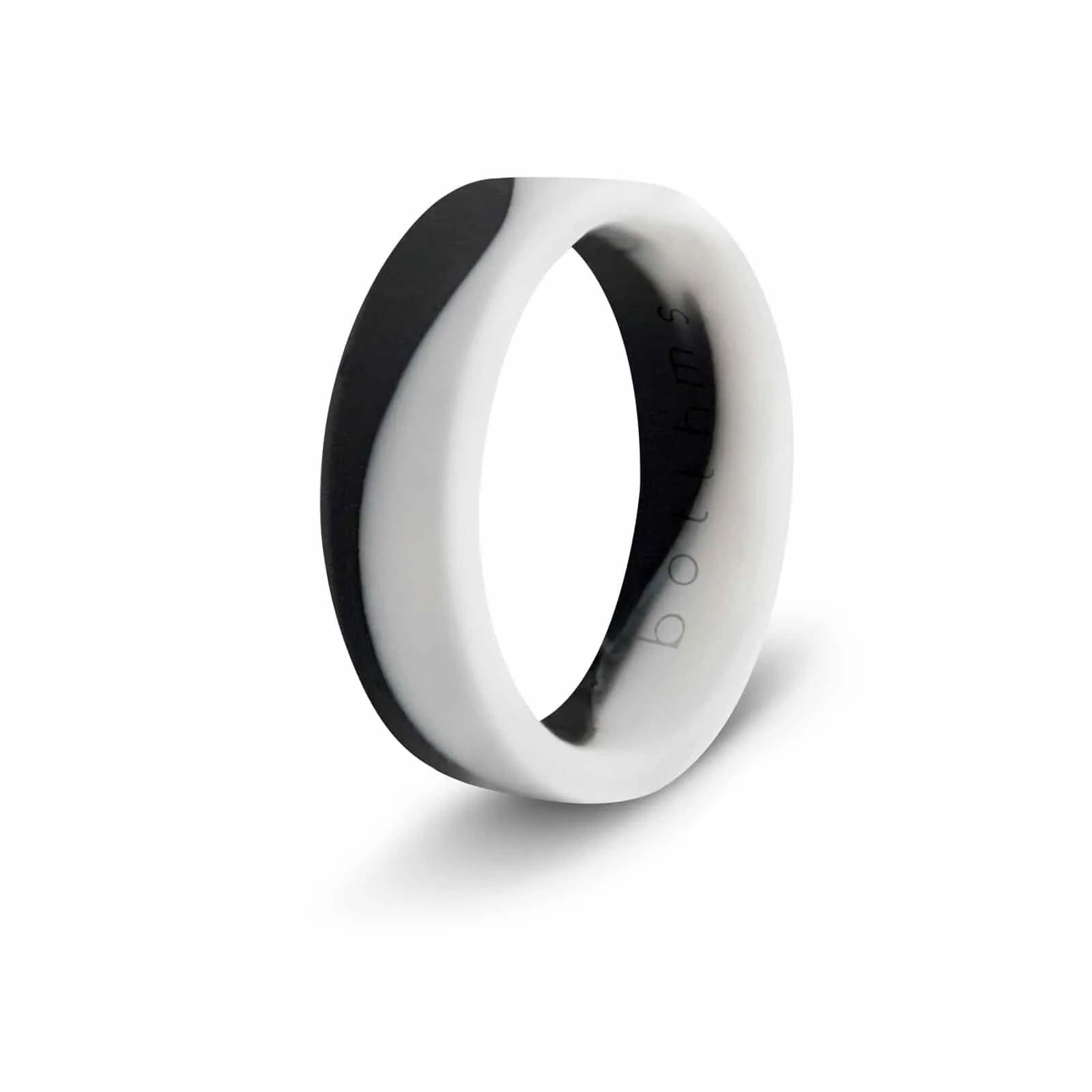 botthms White & Black Ladies Flow Silicone Ring