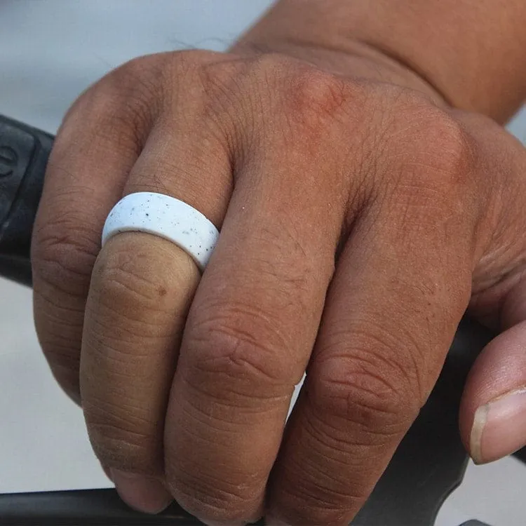 botthms White Speckled Active Silicone Ring