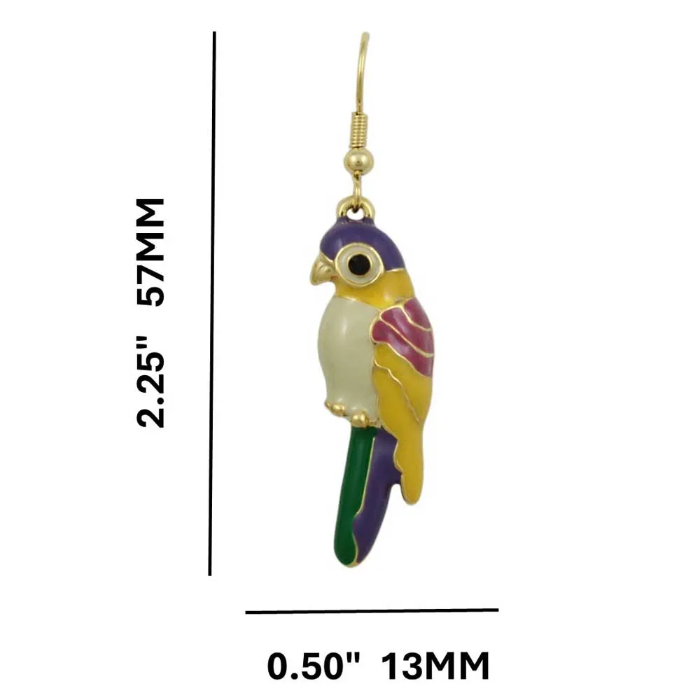 Bright Colorful Enamel Dangling Parrot Earring - SPA401E