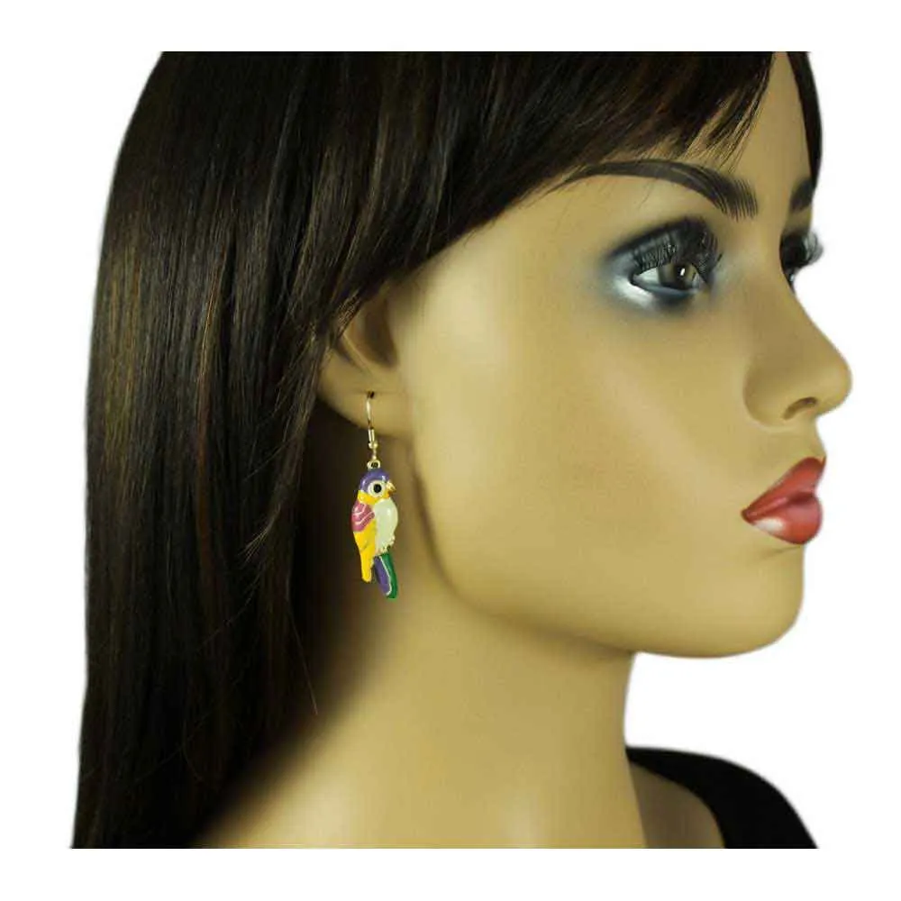 Bright Colorful Enamel Dangling Parrot Earring - SPA401E