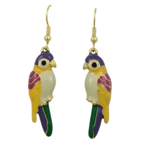 Bright Colorful Enamel Dangling Parrot Earring - SPA401E