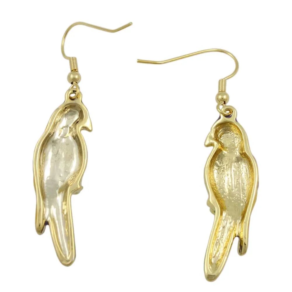 Bright Colorful Enamel Dangling Parrot Earring - SPA401E