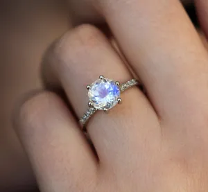 Calvin Rainbow Moonstone Diamond Ring