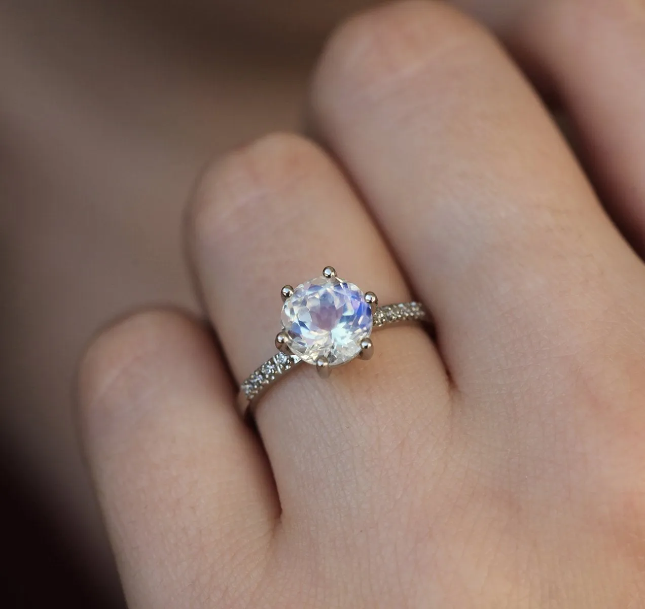 Calvin Rainbow Moonstone Diamond Ring