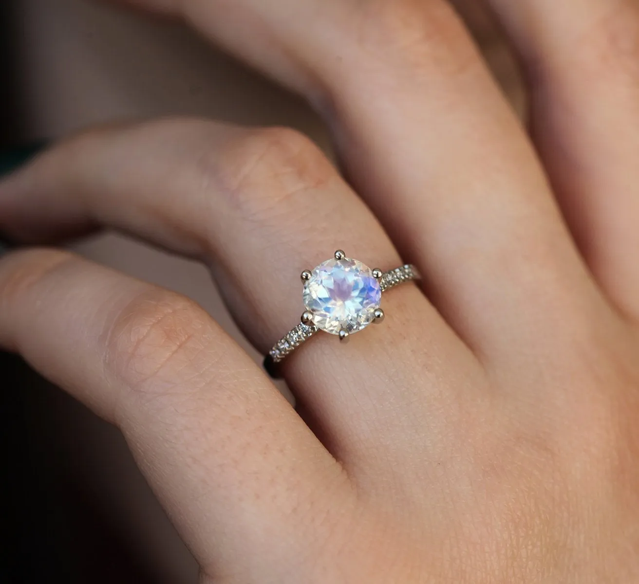 Calvin Rainbow Moonstone Diamond Ring