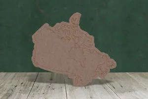 Canada map etched - wooden craft shape - 2mm MDF