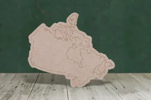 Canada map etched - wooden craft shape - 3mm MDF