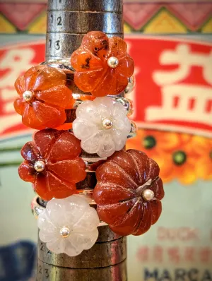 Carved carnelian silver rings