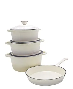 Cast Iron Cookware Pot Set 7 Piece White/Cream TH184