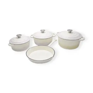 Cast Iron Cookware Pot Set 7 Piece White/Cream TH184