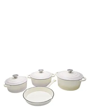 Cast Iron Cookware Pot Set 7 Piece White/Cream TH184