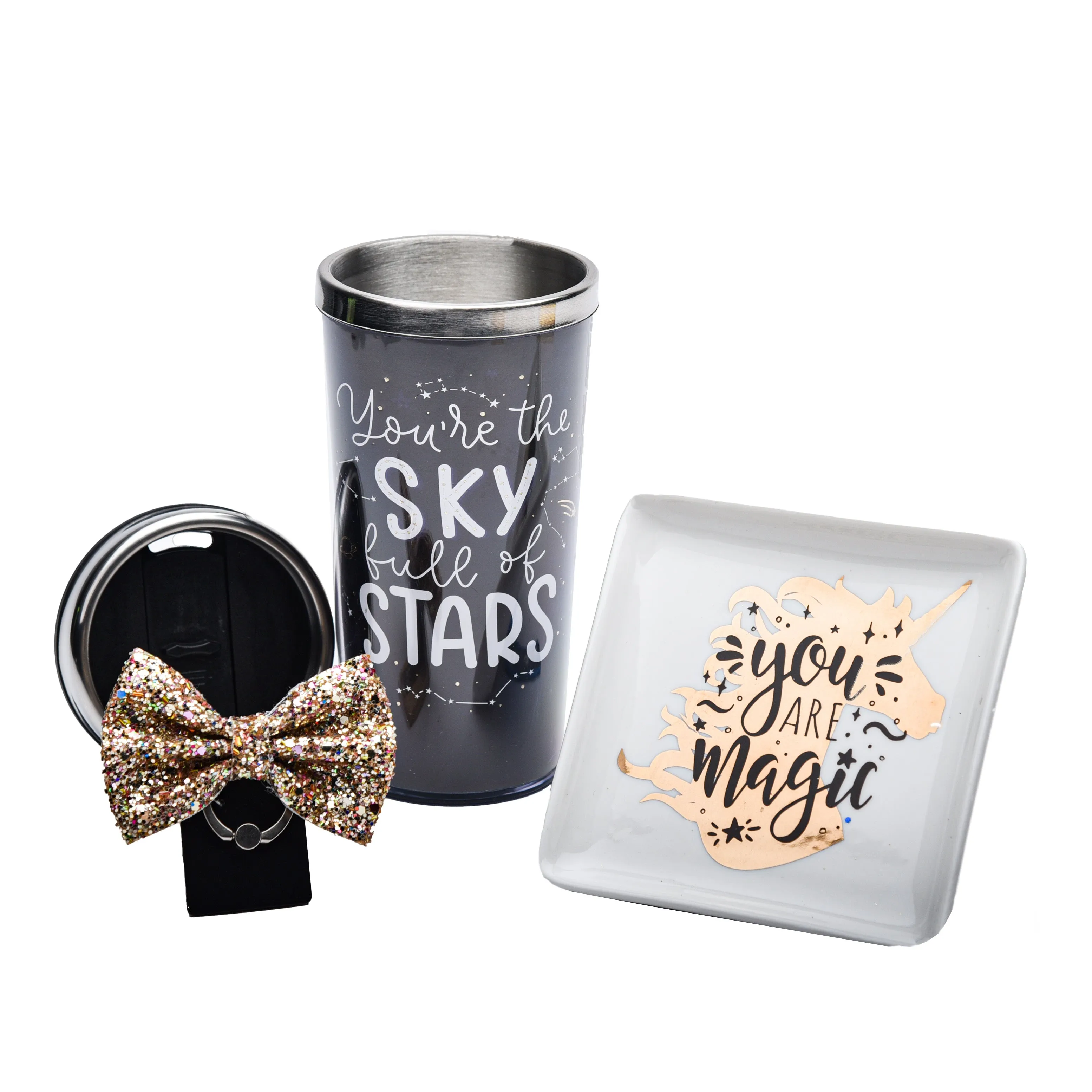 Cheep N Cheerful "You Are Magic" Gift Bundle, Teacher Gift, Appreciation Giftable, Coffee Tumbler, Trinket Tray, Keychain