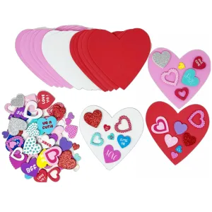 Cheep N Cheerful Valentines Day Craft Set, 30 Foam Hearts, 80 Foam Heart Stickers, Valentine's Day Party Décor, 110 Pcs