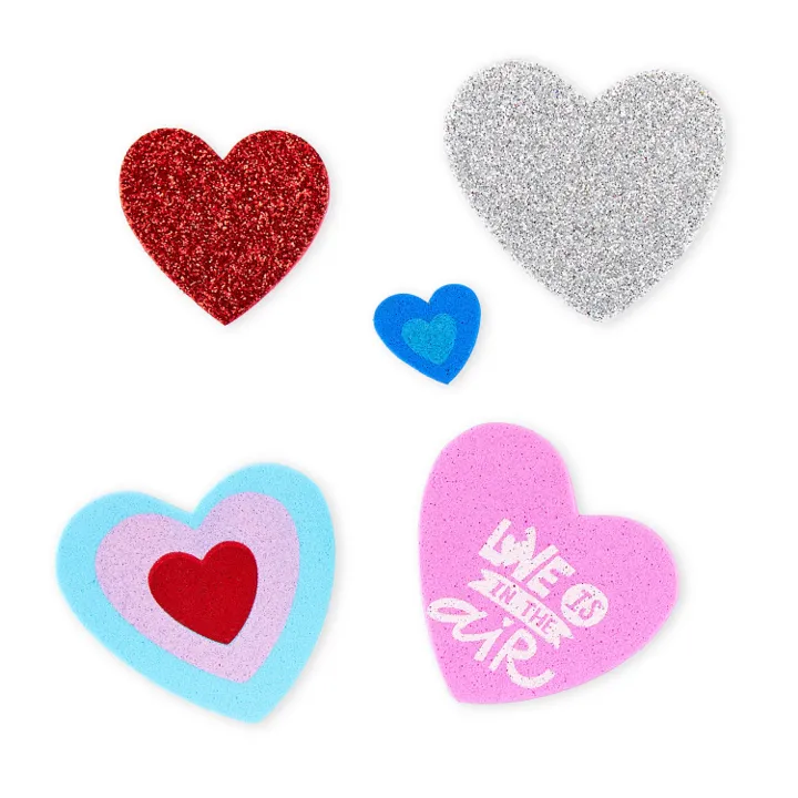 Cheep N Cheerful Valentines Day Craft Set, 30 Foam Hearts, 80 Foam Heart Stickers, Valentine's Day Party Décor, 110 Pcs