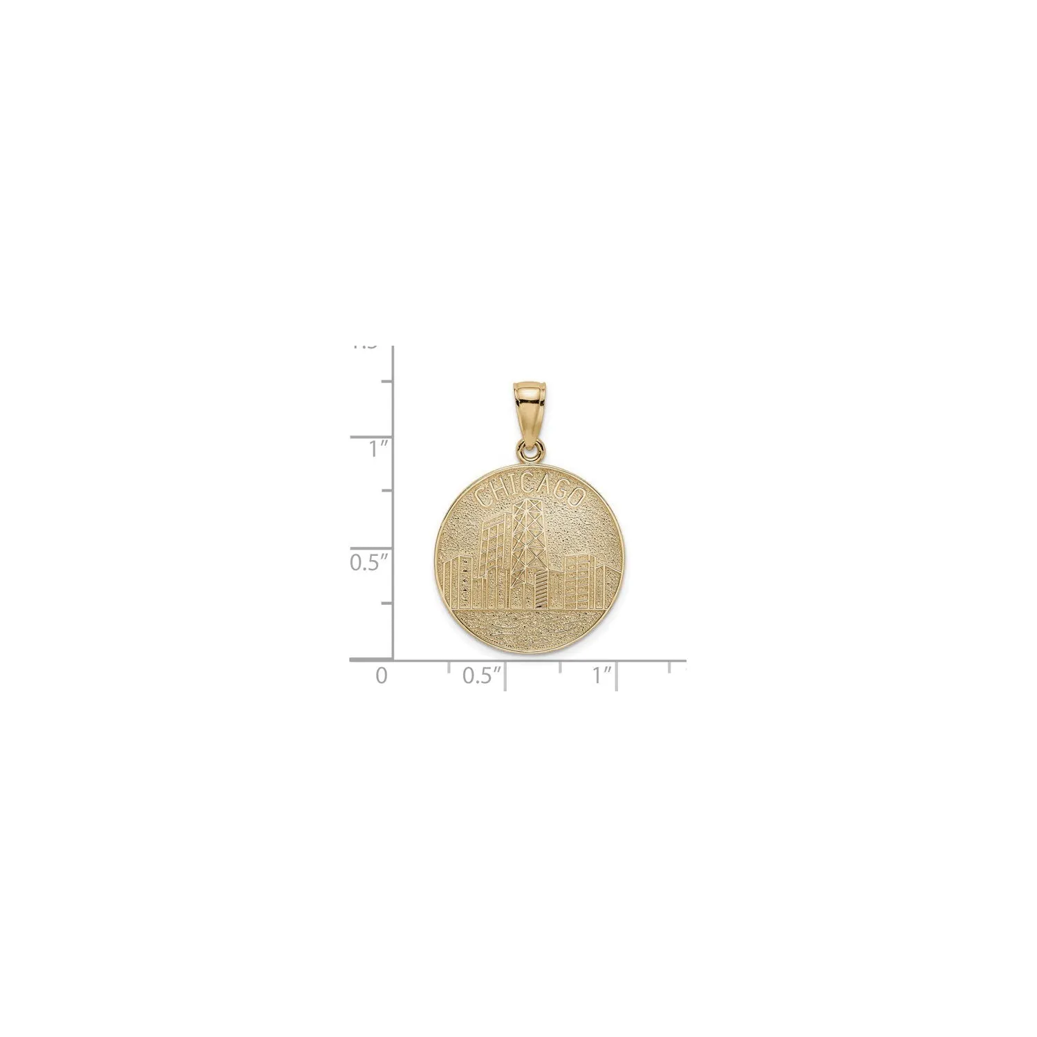 Chicago Skyline Disc Pendant (14K)