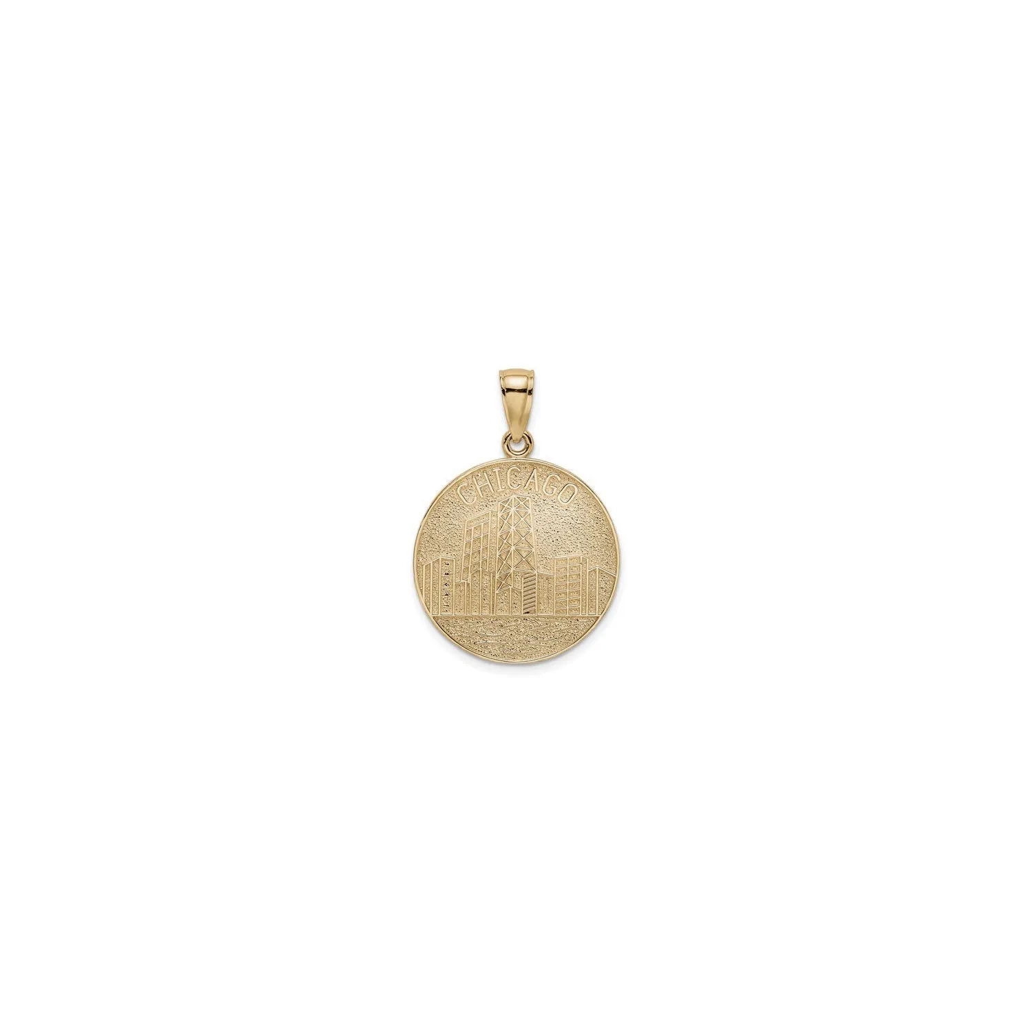 Chicago Skyline Disc Pendant (14K)