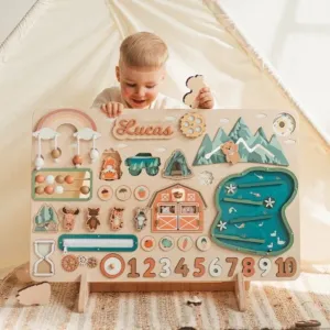 Christianartbag Educational Toys, Custom Engraved Montessori Busy Board - Personalized Wooden Educational Toy for Toddlers - Big Busy Board, Wooden Montessori Toys For Kids, CABTK04270224.