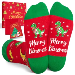 Christmas Gifts Stocking Socks for 10-12 Years Boys Girls - Dinosaur Socks Xmas Stocking Stuffers for Toddler Pre-teen