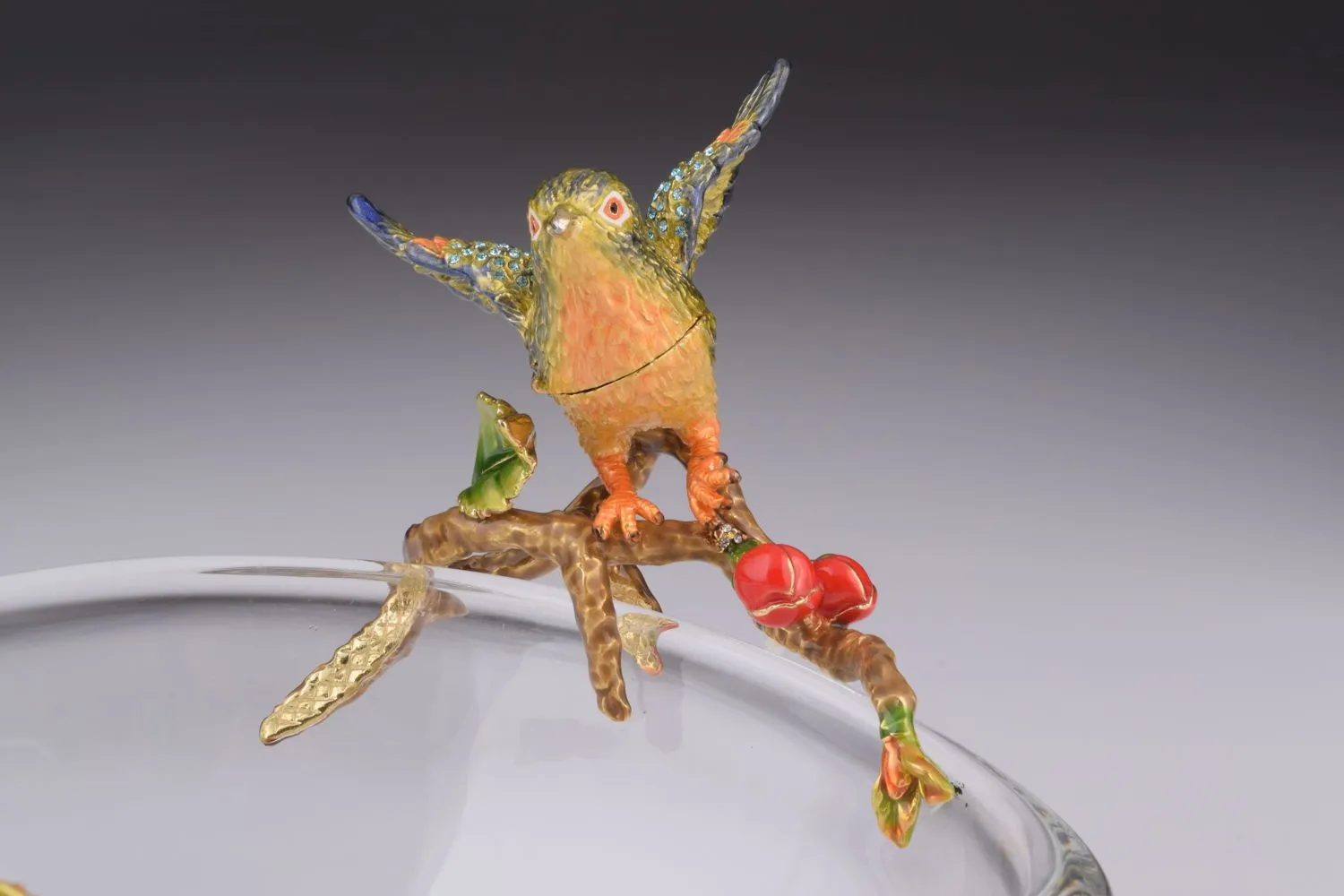 Colorful Birds on Glass Plate
